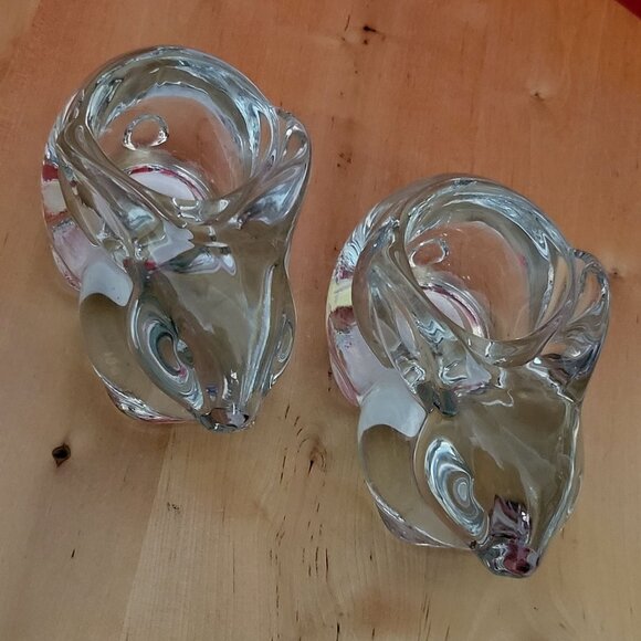 Clear Indiana Glass Rabbit Bunny Votive Candle Holder Set of 2 - Picture 5 of 15